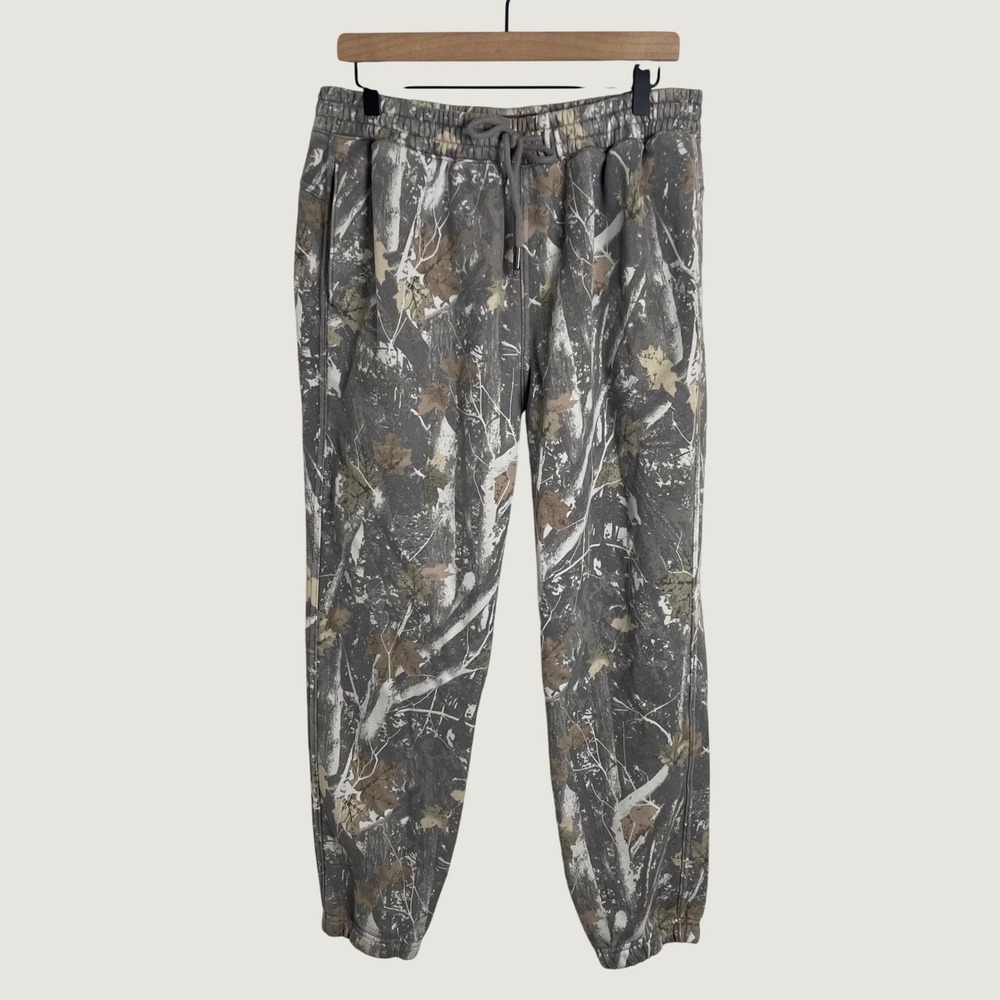 Abercrombie Fitch Sweatpants Womens L Gray Camo Fleece Joggers Y2K Streetwear